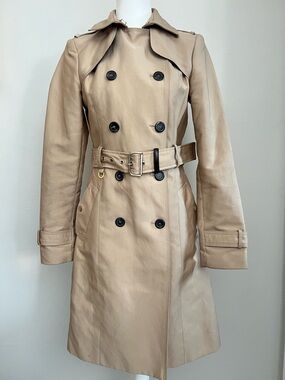 Zara Tan Double-Breasted Trench Coat with Belt